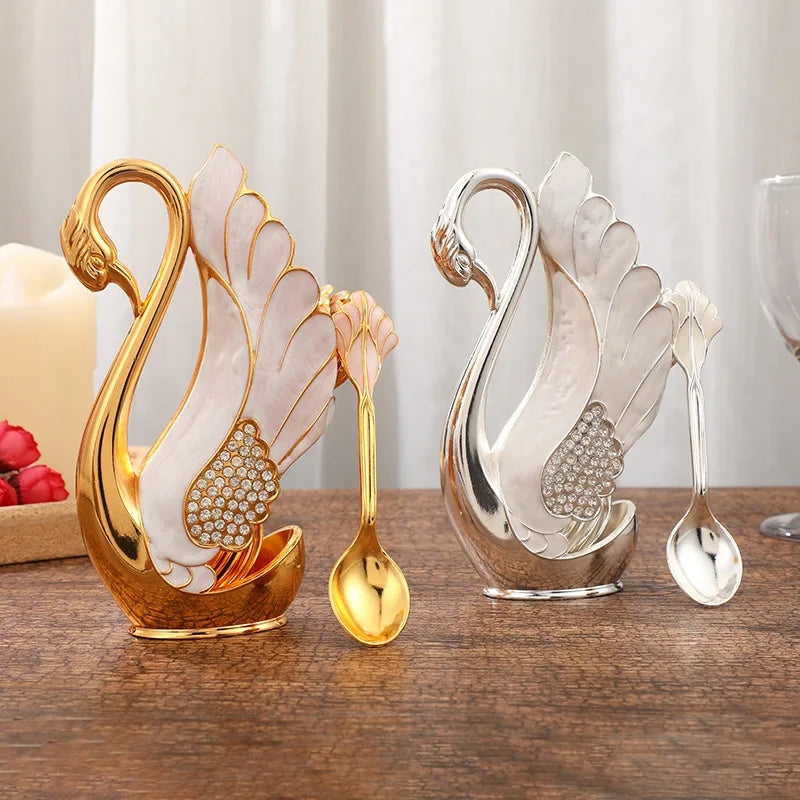 6 PIECES SWAN DESSERT SPOON SET