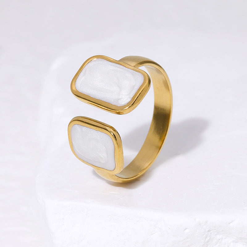 Open Ring Minimalist Quadrilateral Geometric Stainless Steel Electroplating Rings