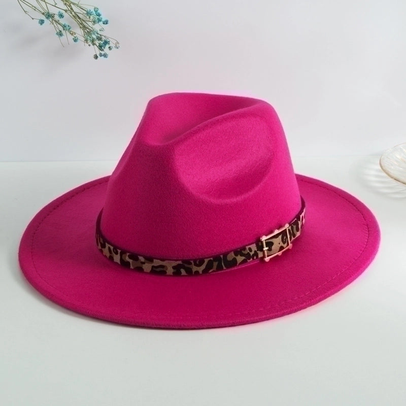 Unisex Elegant  Solid Color Big Eaves Flat Eaves Fedora Hat
