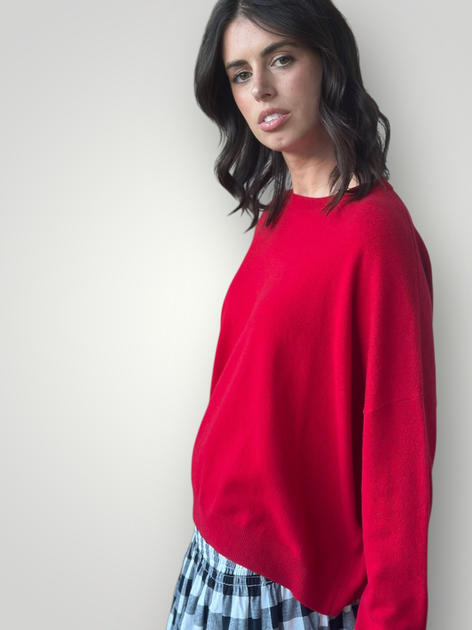cassie crew neck knit -winter red cashmere