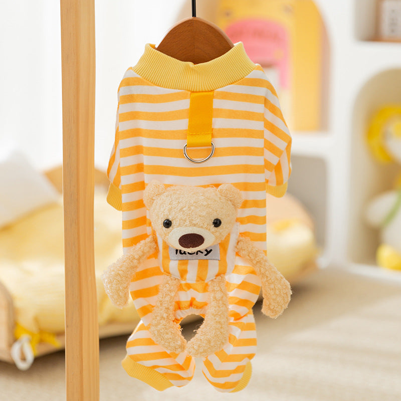 Bear Decor Soft Dog Jumpsuits Harness