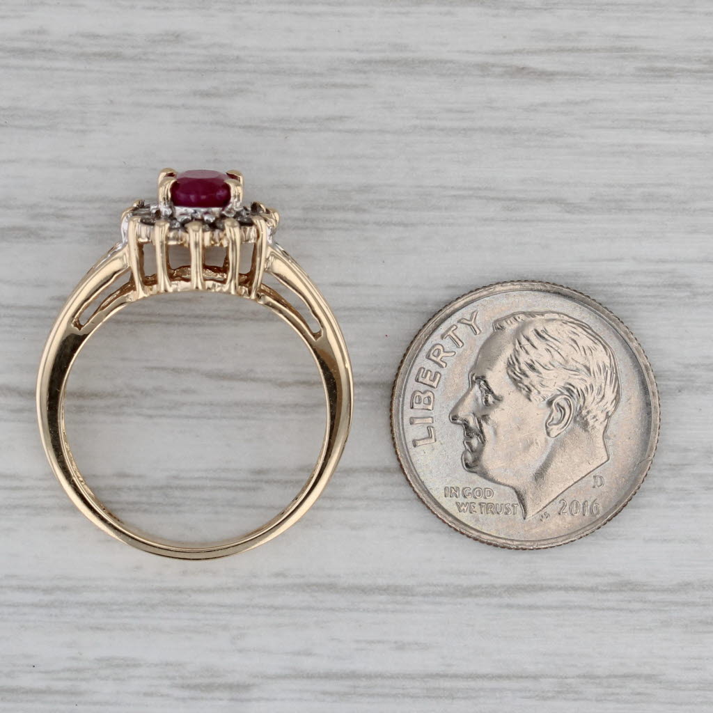 1.27ctw Ruby Diamond Halo Ring 10k Yellow Gold Size 7