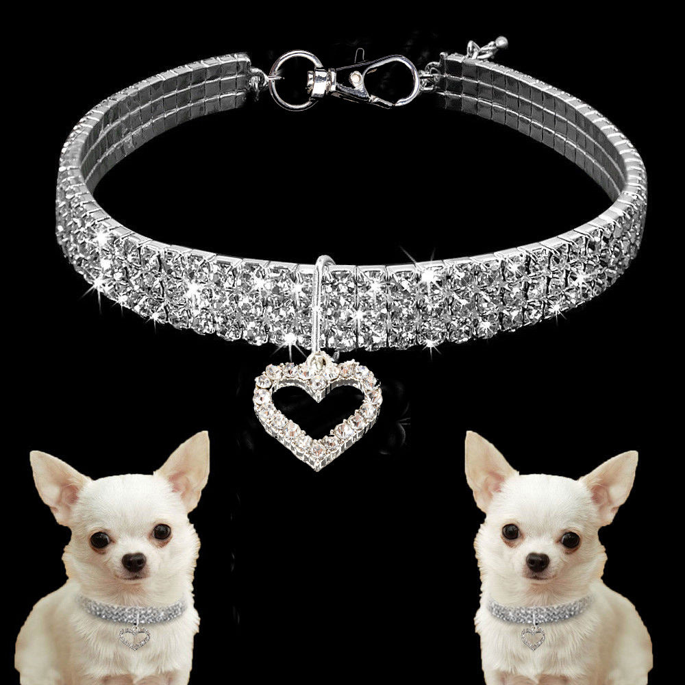 Bling Heart Decor Dog Cat Collar