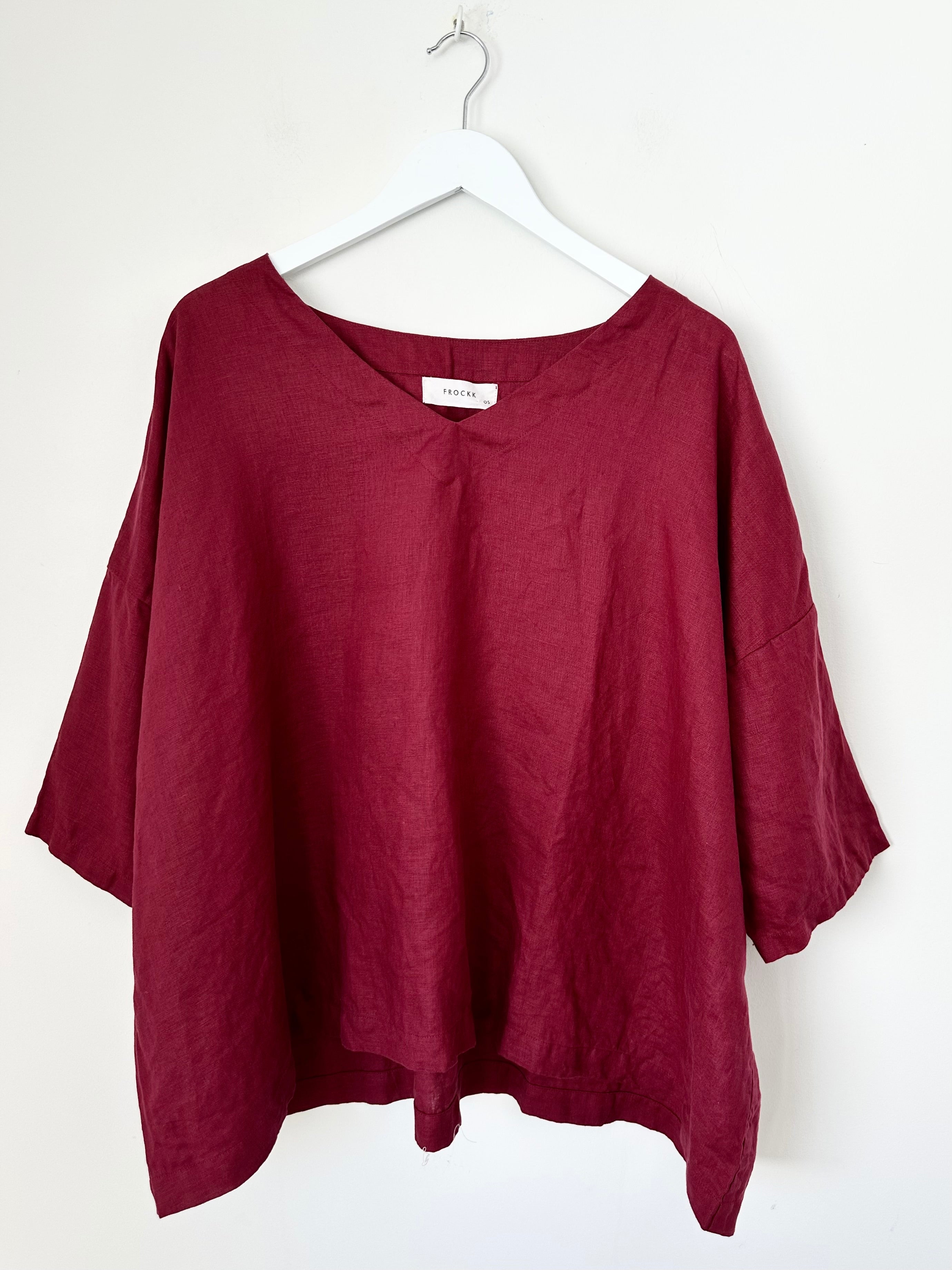 lydia top - merlot linen