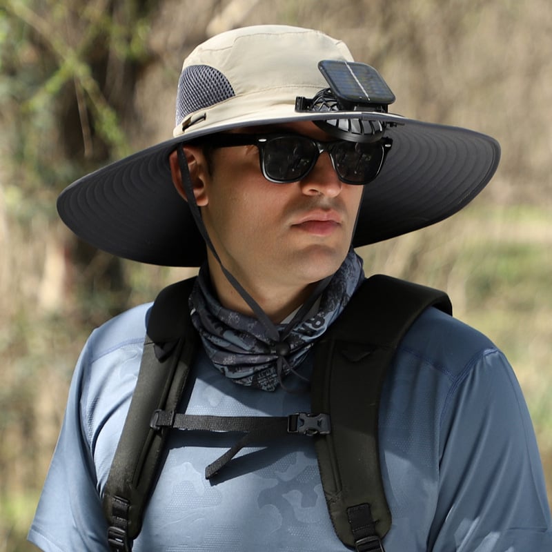 🔥LAST DAY 49% OFF🔥- Wide Brim Solar Fan Outdoor Fishing Hat-Solar & USB Charging