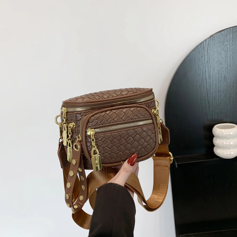 Women's Pu Leather Geometric Solid Color Basic Classic Style Zipper Shoulder Bag Crossbody Bag