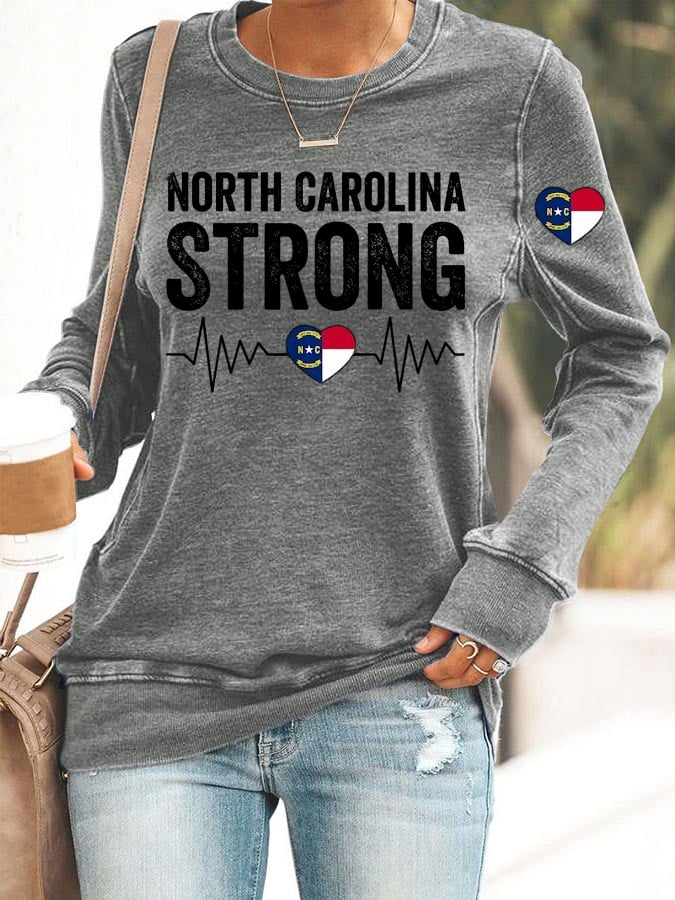 Women's North Carolina Strong Print Long Sleeve Sweatshirt