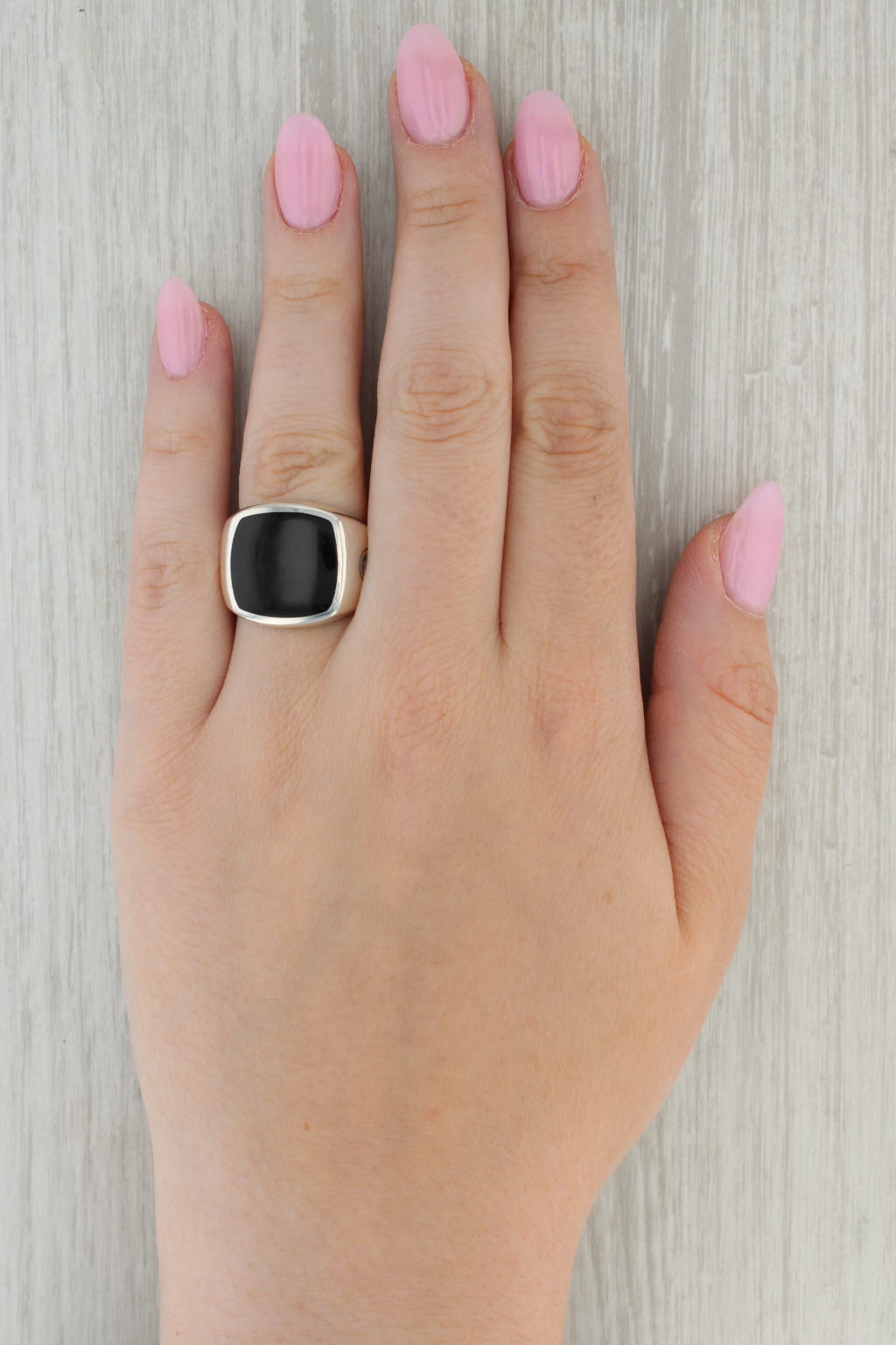 David Yurman Onyx Ring Sterling Silver Size 9.25 Men's Cushion Solitaire