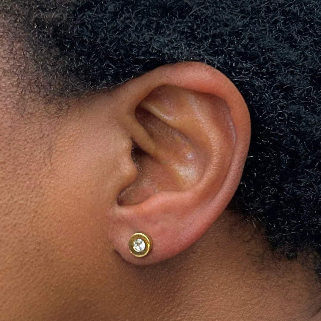 6mm framed diamond studs - Gold