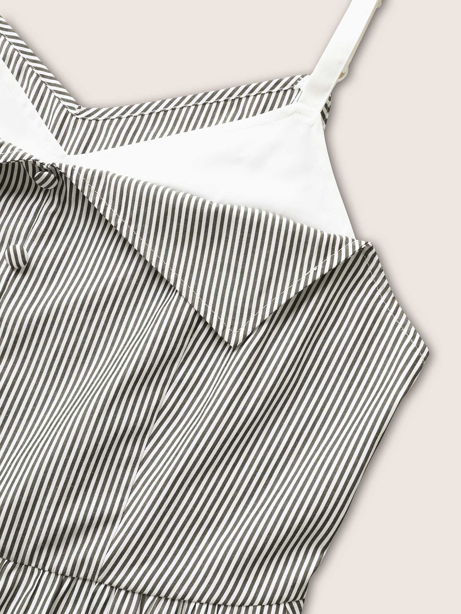 Striped Patchwork Button Detail Cami Dress