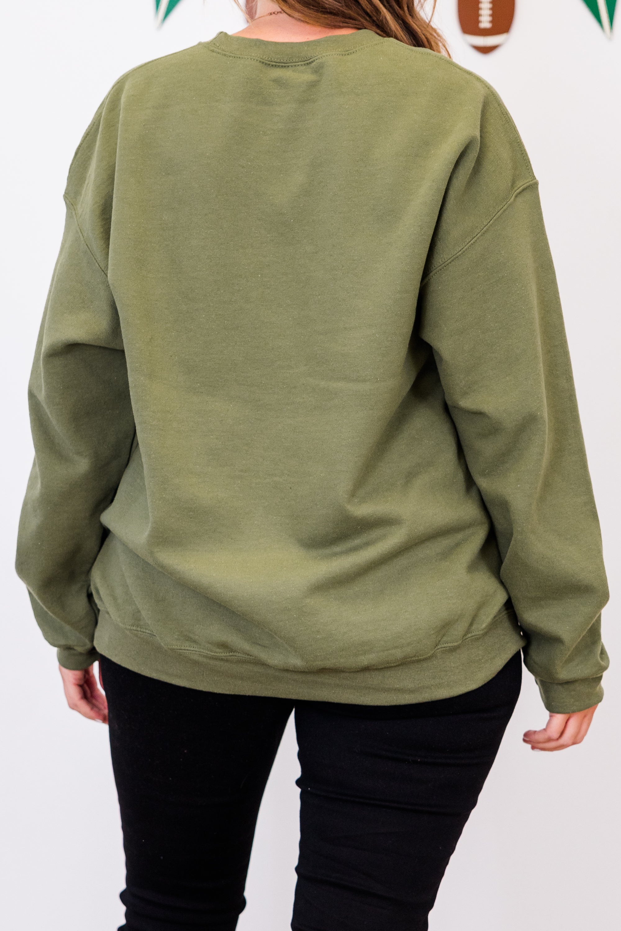 Game Day Leopard Sweatshirt. Military Green