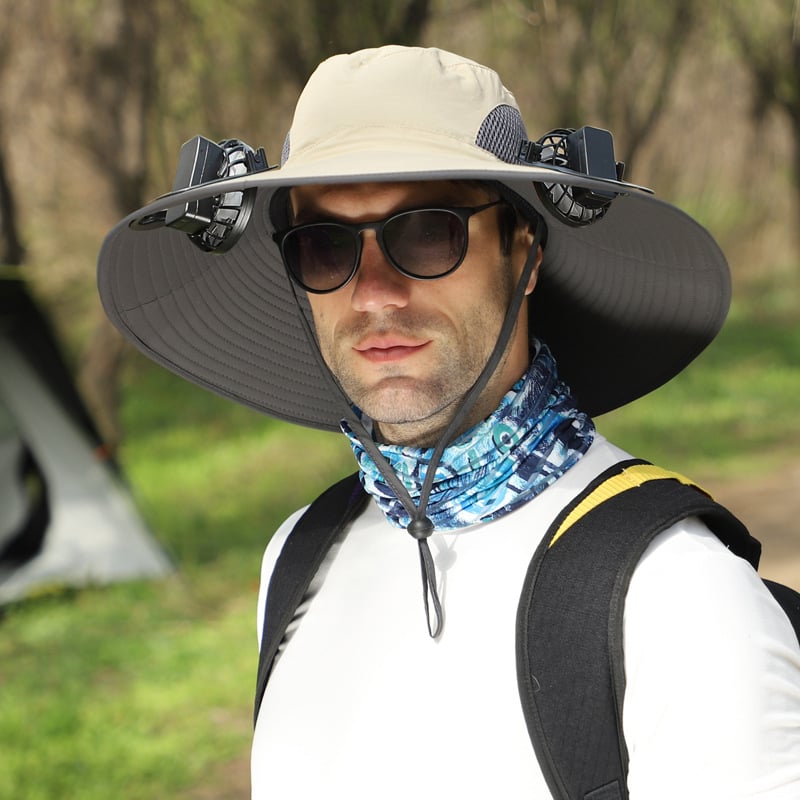 🔥LAST DAY 49% OFF🔥- Wide Brim Solar Fan Outdoor Fishing Hat-Solar & USB Charging