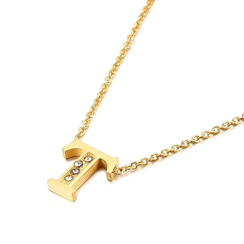Letter Titanium Steel 18K Gold Plated Necklace