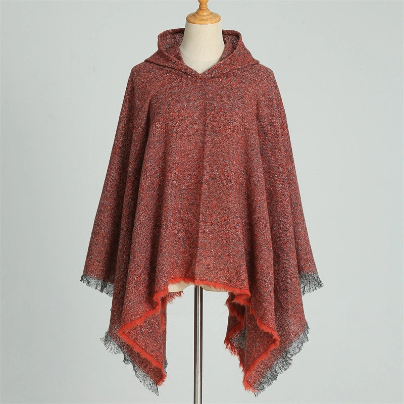 Hooded Cape Plaid Scarf Cashmere Winter Outerwear Warm Shawl New Poncho Best Seller In Europe And America Cloak