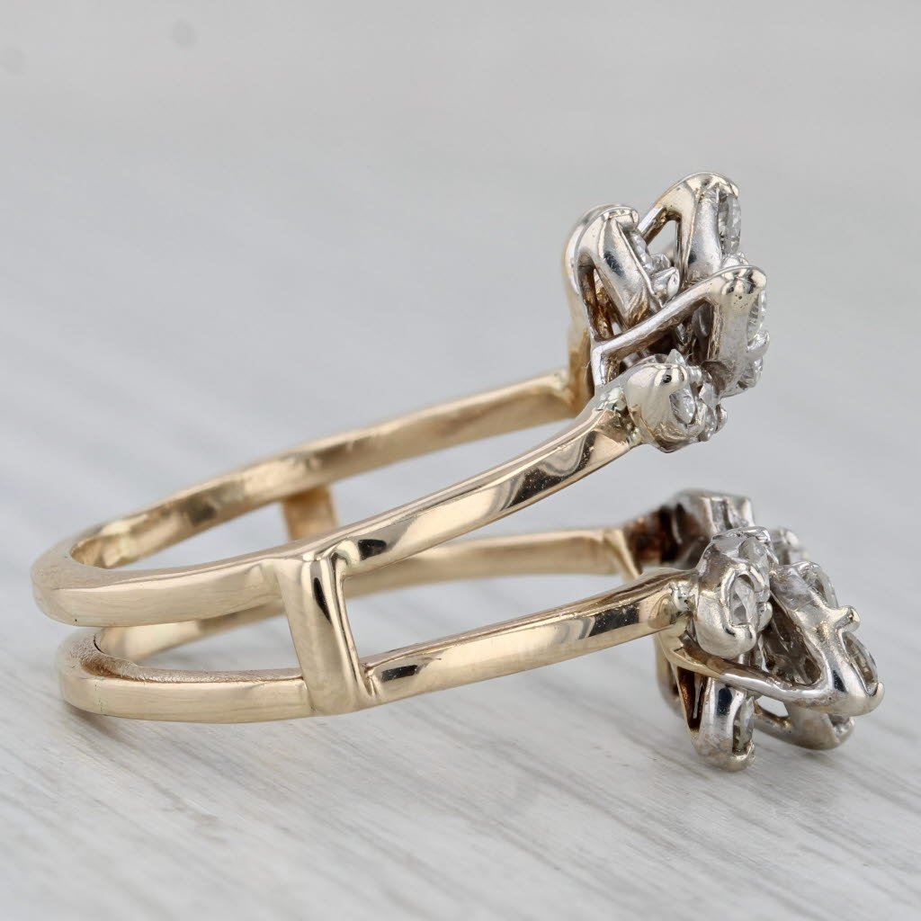 1.70ctw Diamond Cluster Ring Jacket Guard Enhancer 14k Gold Size 9.5 Bridal