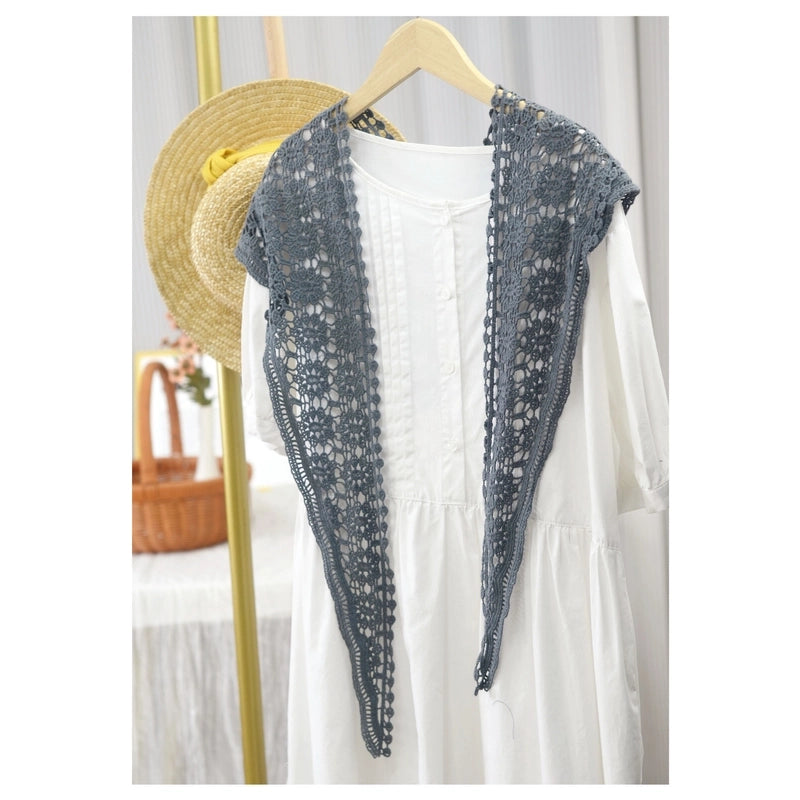 Cotton Handmade Crochet Triangle Scarf Spring And Summer Women's Solid Color Hollow-out Air-conditioning Room Neck Protecting Shawl Dual-purpose Scarf