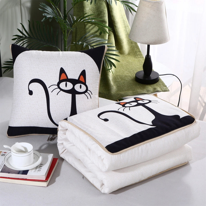 Pillow Quilt Dual-use Two-in-one Four-season Universal Car Thin Cushion Sleeping Blanket Activity Gift Printing