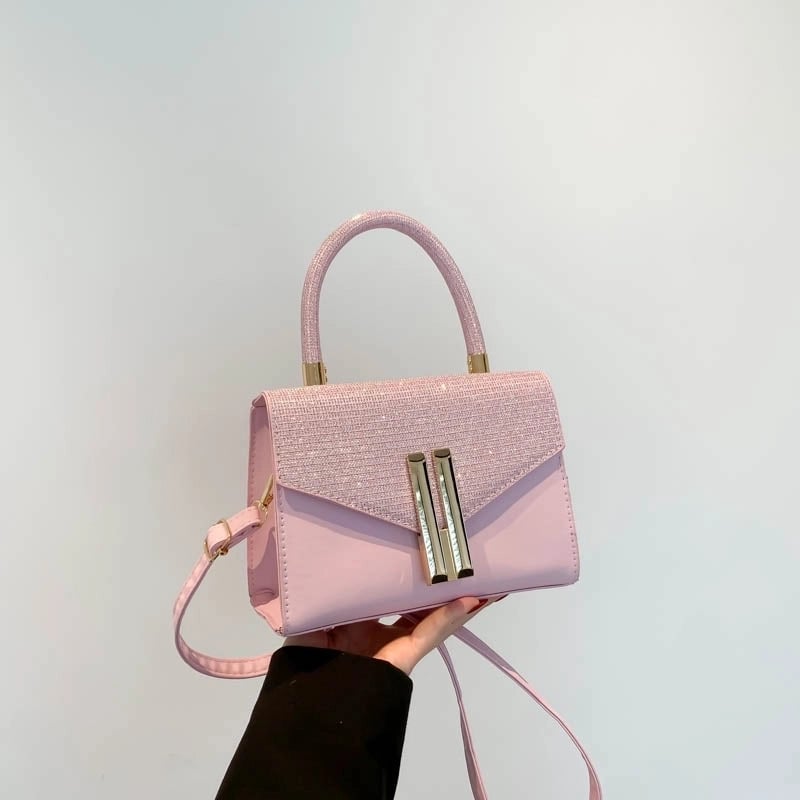 Women's Medium Pu Leather Solid Color Basic Classic Style Square Flip Cover Crossbody Bag