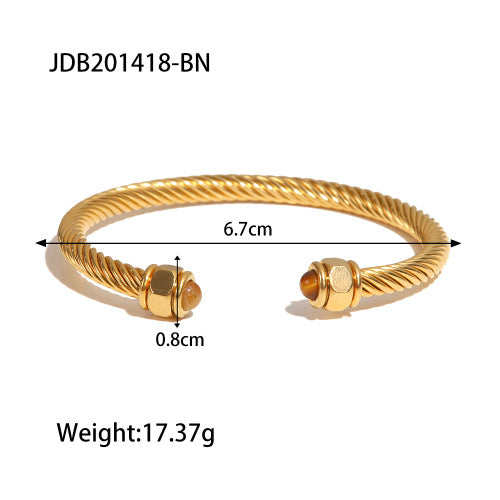 Jie Ding Stainless Steel Tiger Eye Stone Ring Antique Ring Titanium Steel Bracelet Rings