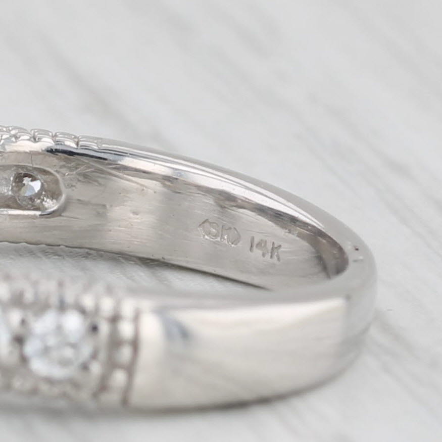 1.38ctw Round Diamond Engagement Ring 14k White Gold Size 5.5 3-Stone