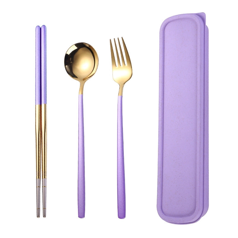 Fashion Solid Color Stainless Steel Tableware 1 Set