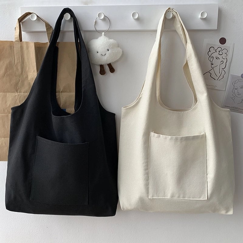 Pure Color Blank Hand-painted Canvas Bag Female Single Shoulder  Simple Artistic Travel Large Capacity Student Class Book Bag