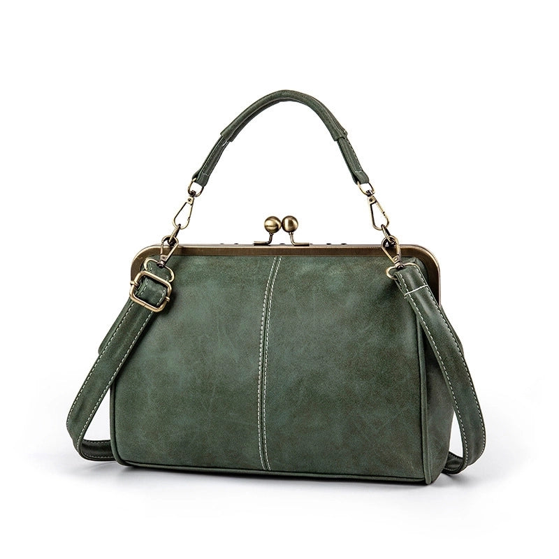 Women's Medium All Seasons Pu Leather Solid Color Classic Style Square Lock Clasp Shoulder Bag