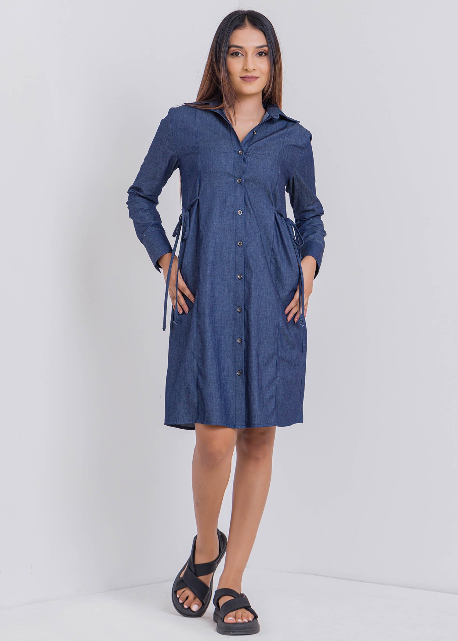 Shirt Dress With Side Tie Detail