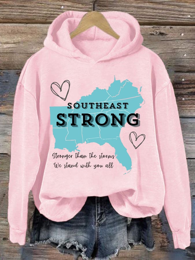 Women'S Retro Southeast Strong Stronger Than The Storms We Stand With You All Printed Hoodie