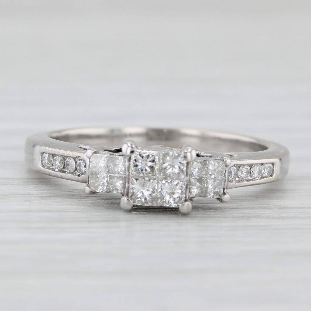 0.42ctw Princess Diamond Engagement Ring 14k White Gold Size 7