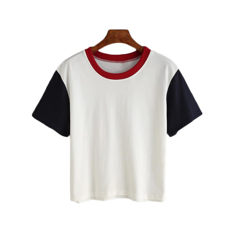Womens Simple Crop Cotton Tee
