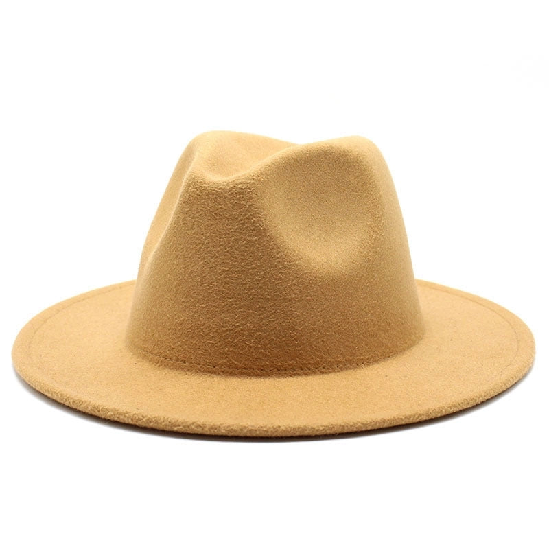 Solid Color Jazz Hat British Style Retro Woolen Hat Adult Embroidery Logo Felt Hat