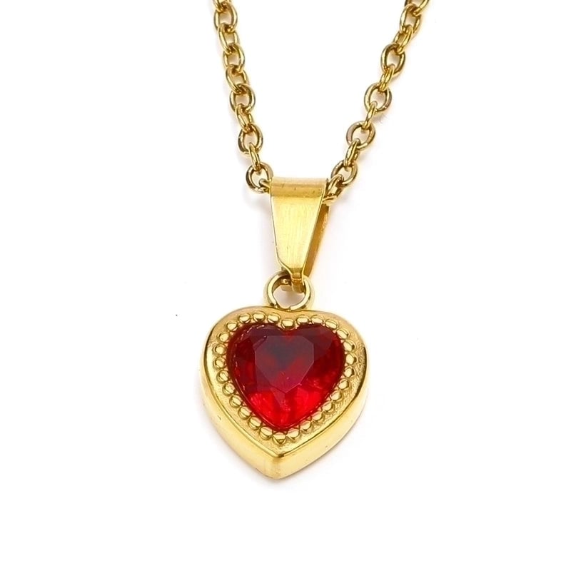 Titanium Steel Minimalist Heart Shape Zircon Pendant Necklace
