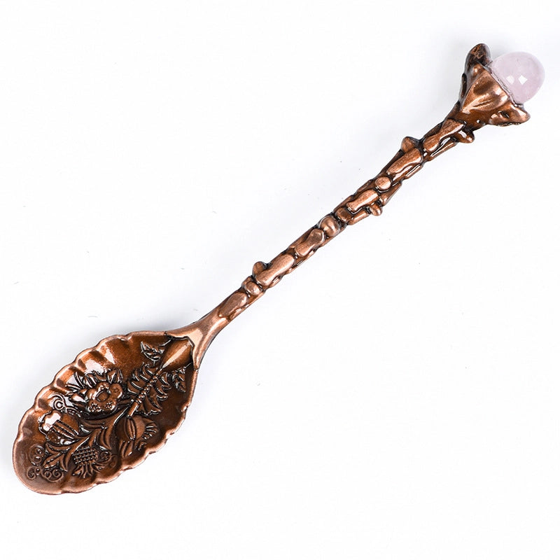 2 Pieces Elegant Lady Minimalist Geometric Crystal Spoon