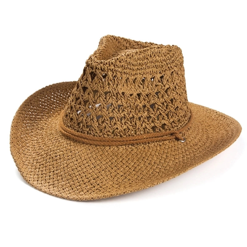 Solid Color Sunscreen Sunshade Cowboy Handmade Straw Hat