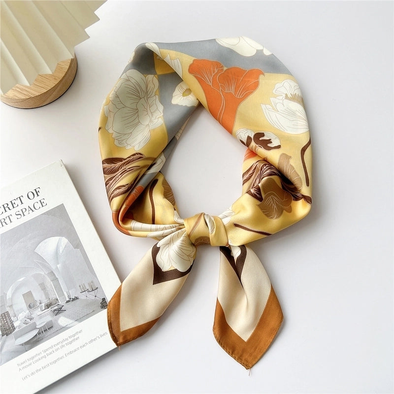 Women's Cartoon Style Cute Minimalist Printing Polyester Printing Silk Scarf