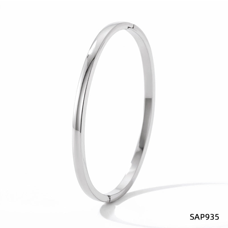Minimalist Classic Style Geometric Stainless Steel Plating Inlay Zircon Bangle