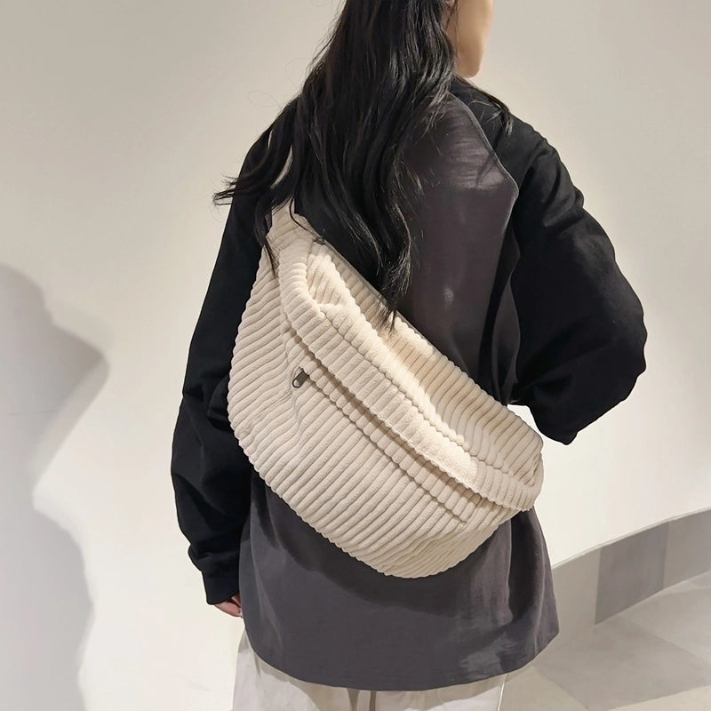 Women's Classic Style Solid Color Corduroy Waist Bags