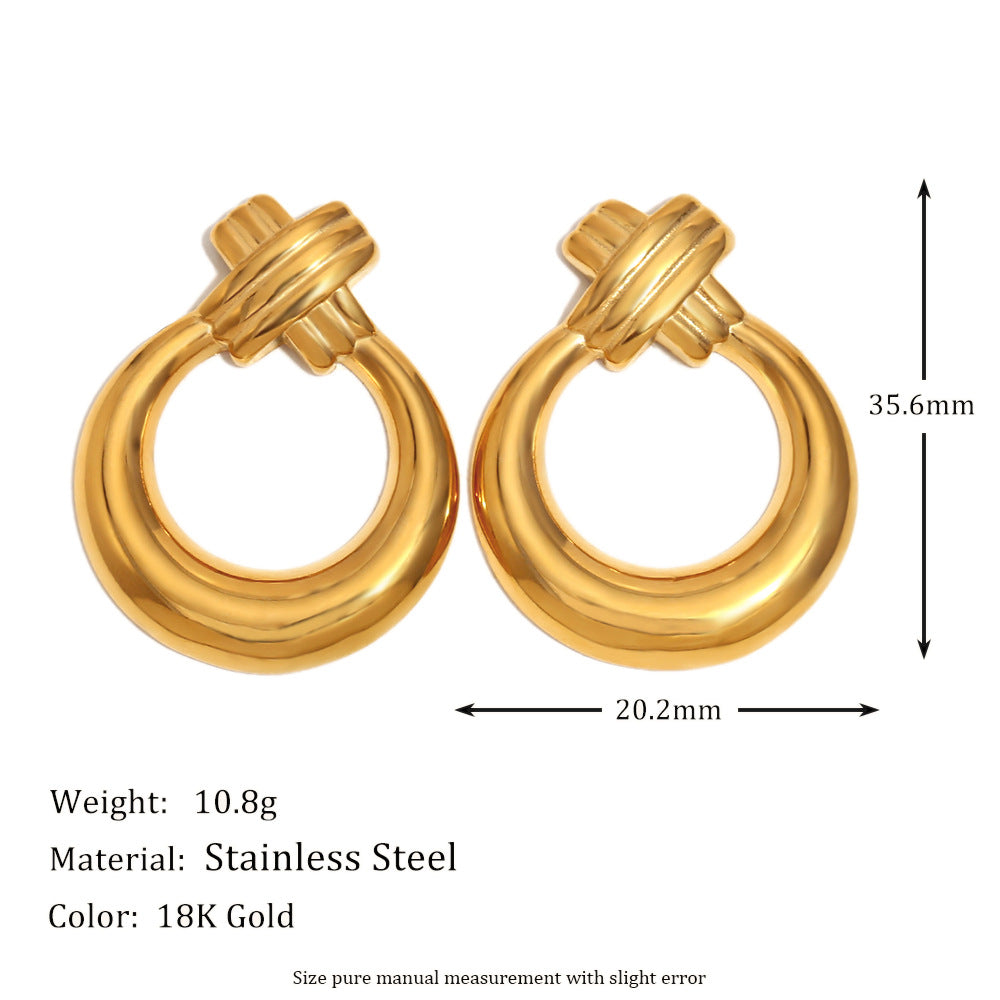 Fashionable Niche Geometric Lobster Hoop Grape Earrings Stainless Steel 18K Gold Plated Angel Earrings