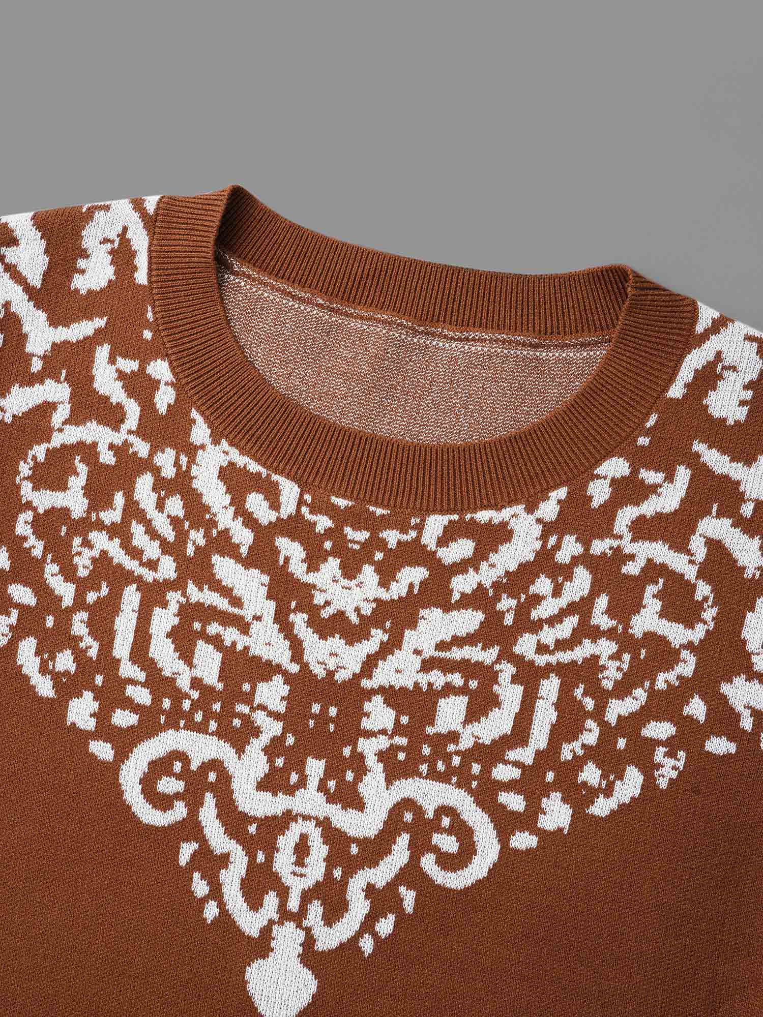 Bandana Jacquard Pattern Round Neck Pullover