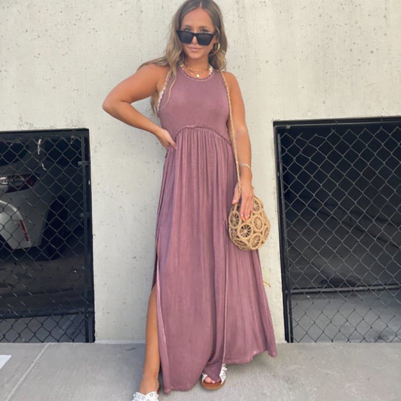 Slit Casual Simple Loose Maxi Long Dress(Buy 2 Free Shipping)