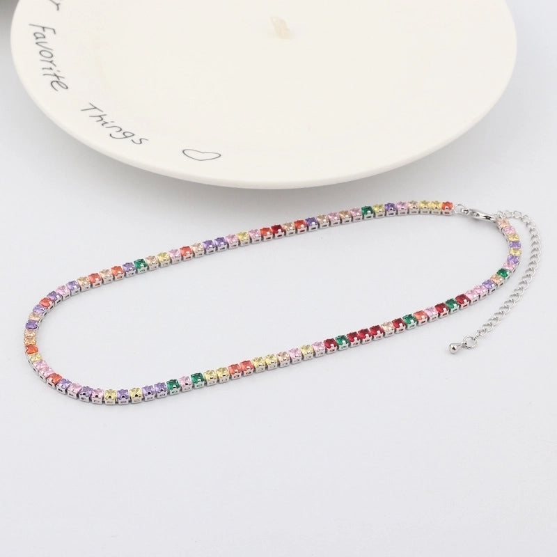 Fashion Geometric Copper Inlay Zircon Necklace 1 Piece