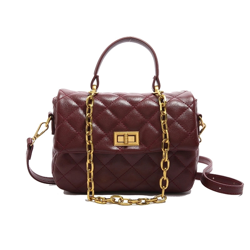Women's Pu Leather Solid Color Lingge Leopard Vintage Style Vacation Square Flip Cover Shoulder Bag Handbag Crossbody Bag