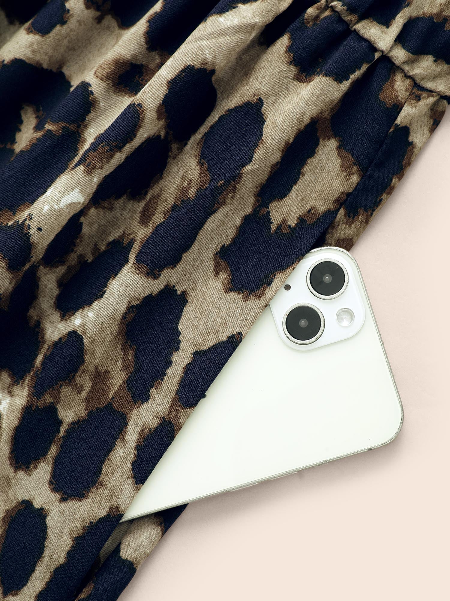 Leopard Print Slit Hem Belted Dress