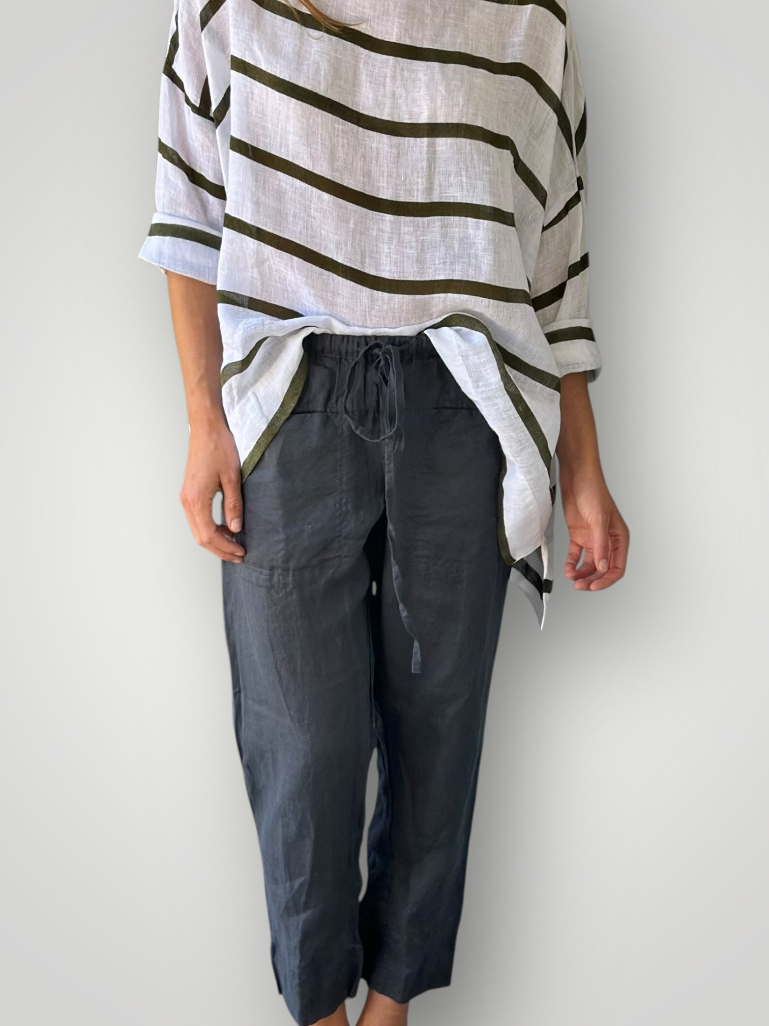 darcy pants - charcoal linen