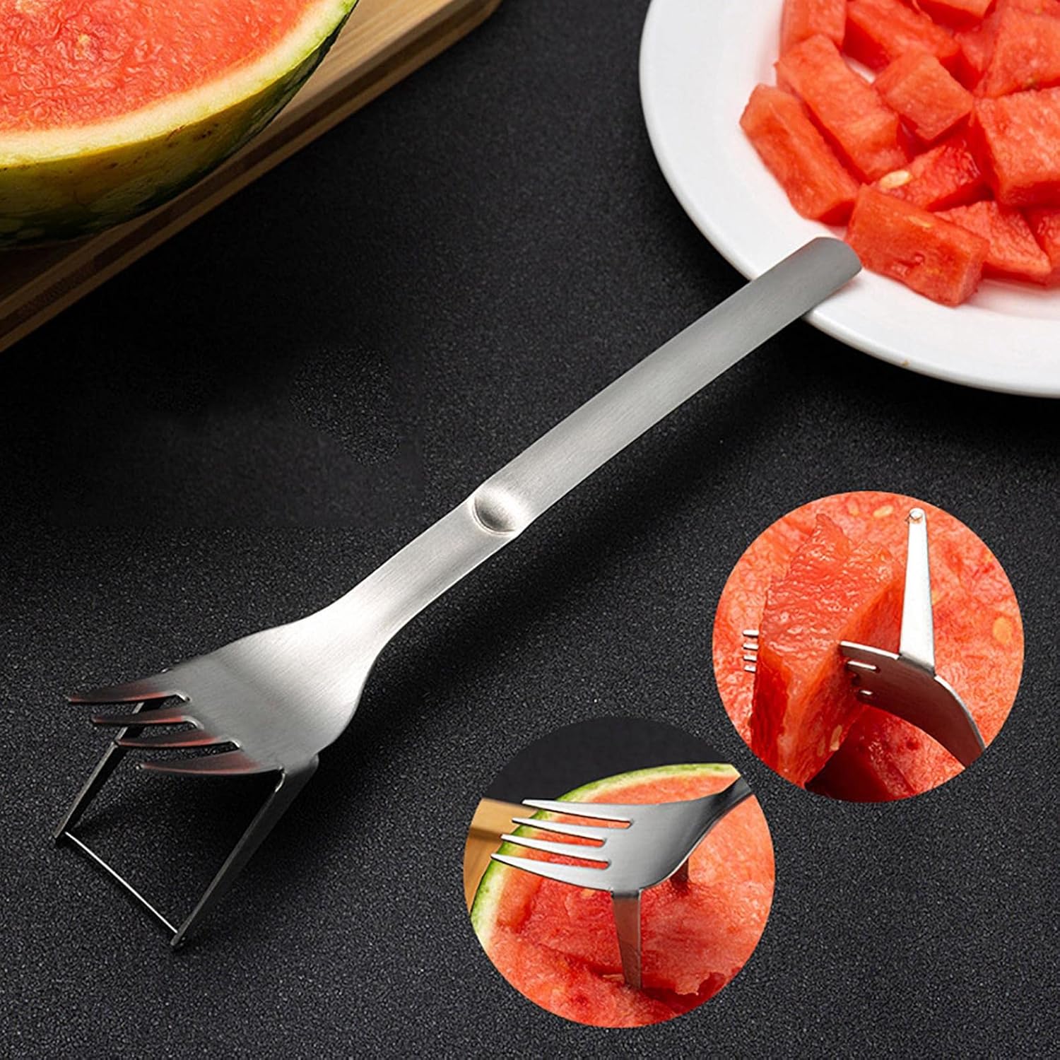 2-In-1 Watermelon Fork Slicer. Stainless Steel Watermelon Slicer Cutter