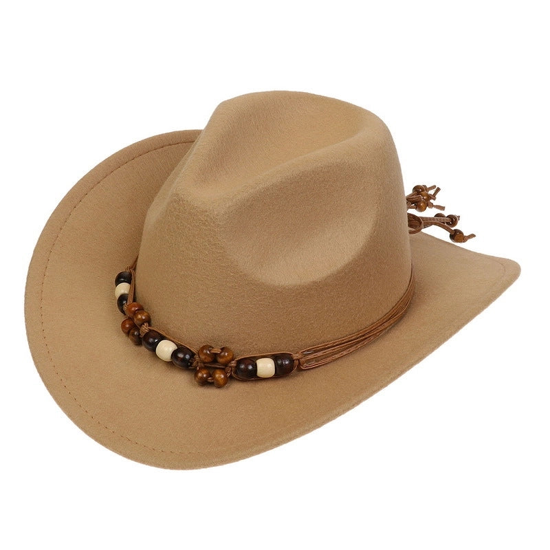 Tibetan Western Denim Top Hat Spring And Autumn New Jazz Hat Big Brim Five-pointed Star Belt Accessories Felt Hat For Men And Women