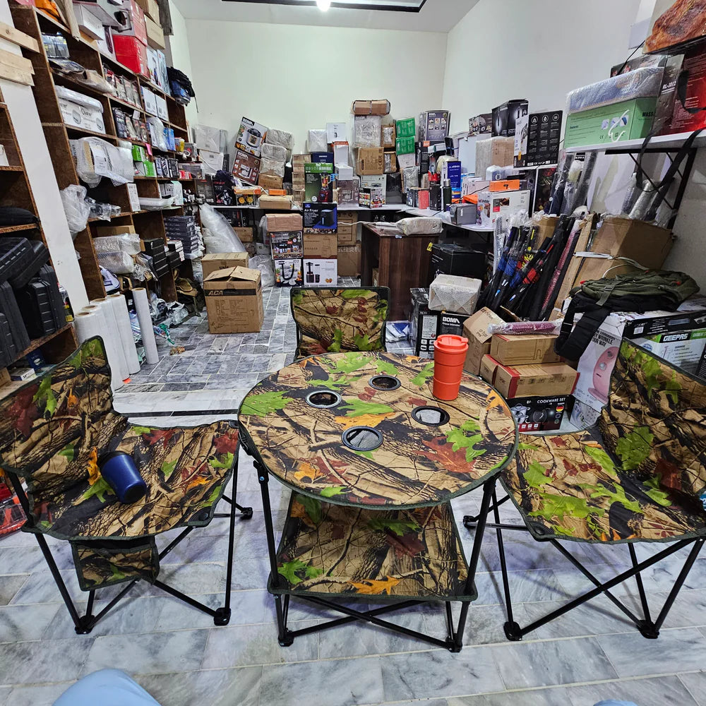 A SET OF FOUR CHAIRS AND A TABLE