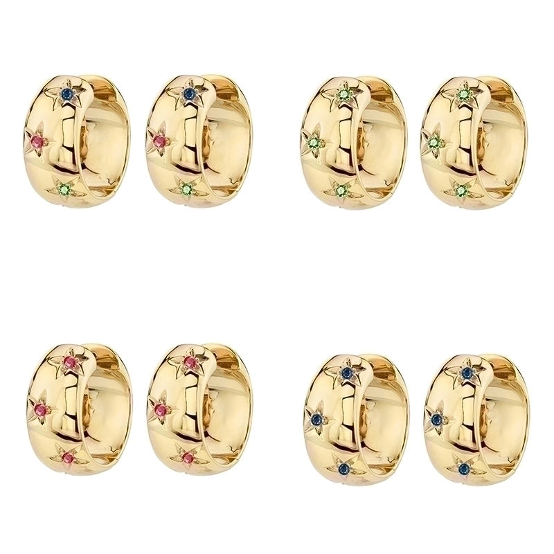 1 Pair Ig Style Vintage Style Classic Style Circle Star Plating Inlay Copper Zircon 18k Gold Plated Earrings