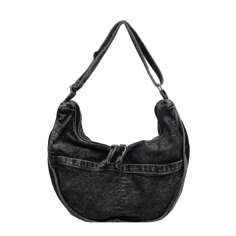 Women's Cloth Solid Color Streetwear Dumpling Shape Zipper Shoulder Bag Crossbody Bag